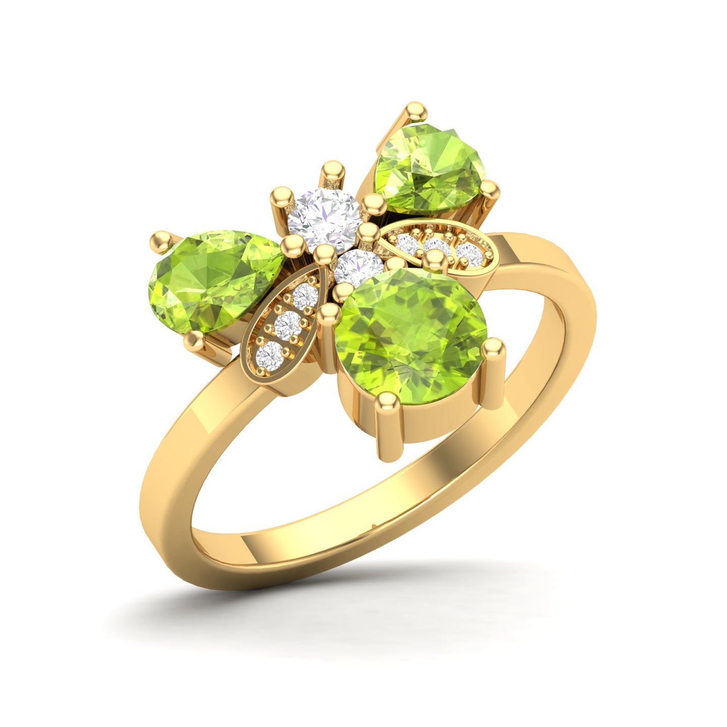 Maurya Colorfly Ruby Ring with Round Diamonds