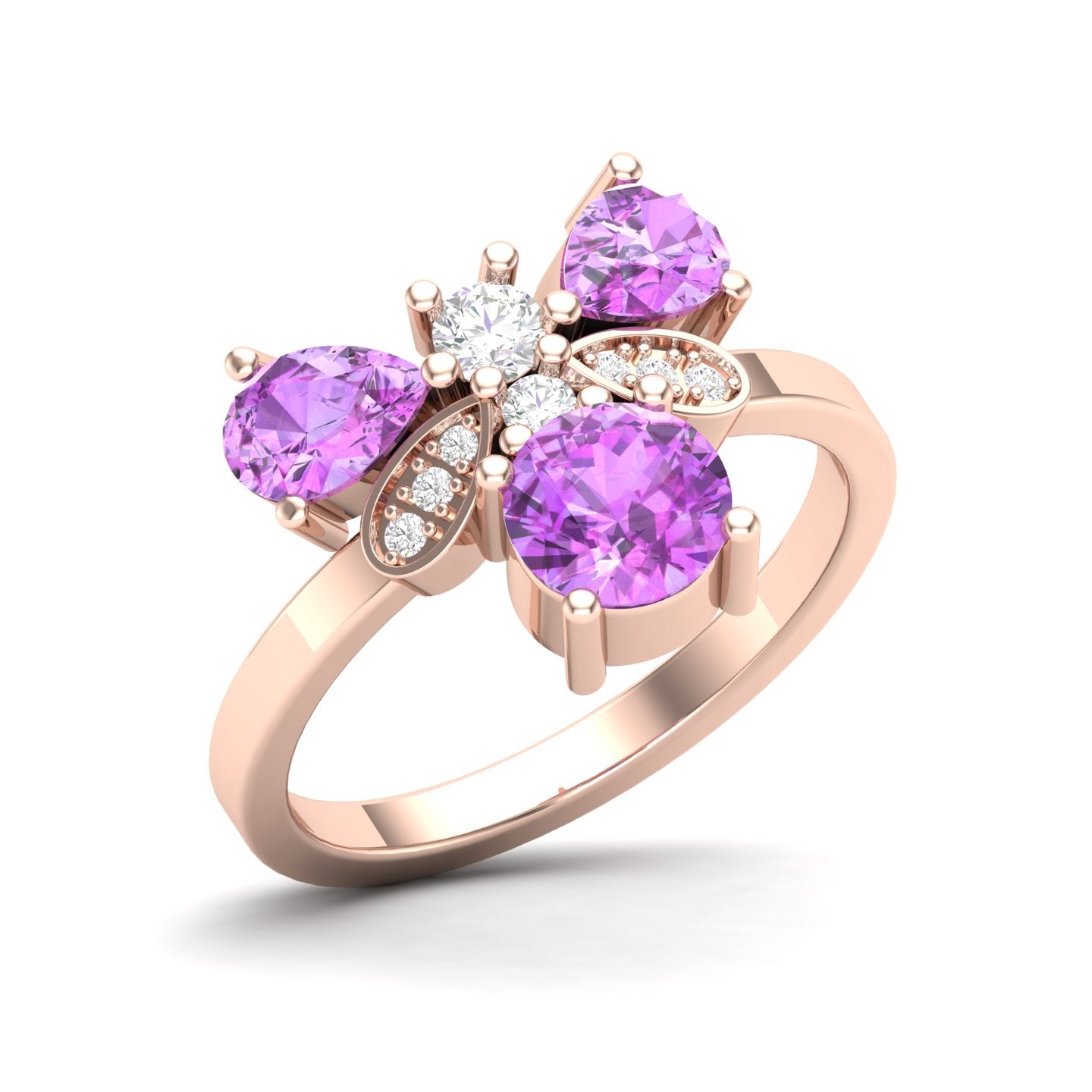 Maurya Colorfly Ruby Ring with Round Diamonds