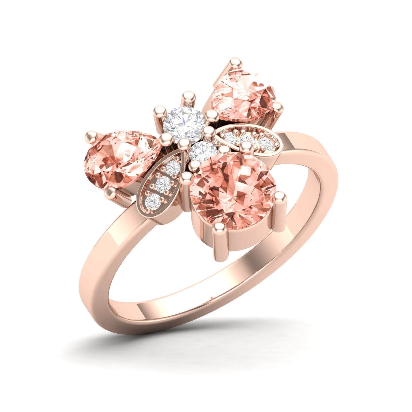 Maurya Colorfly Ruby Ring with Round Diamonds