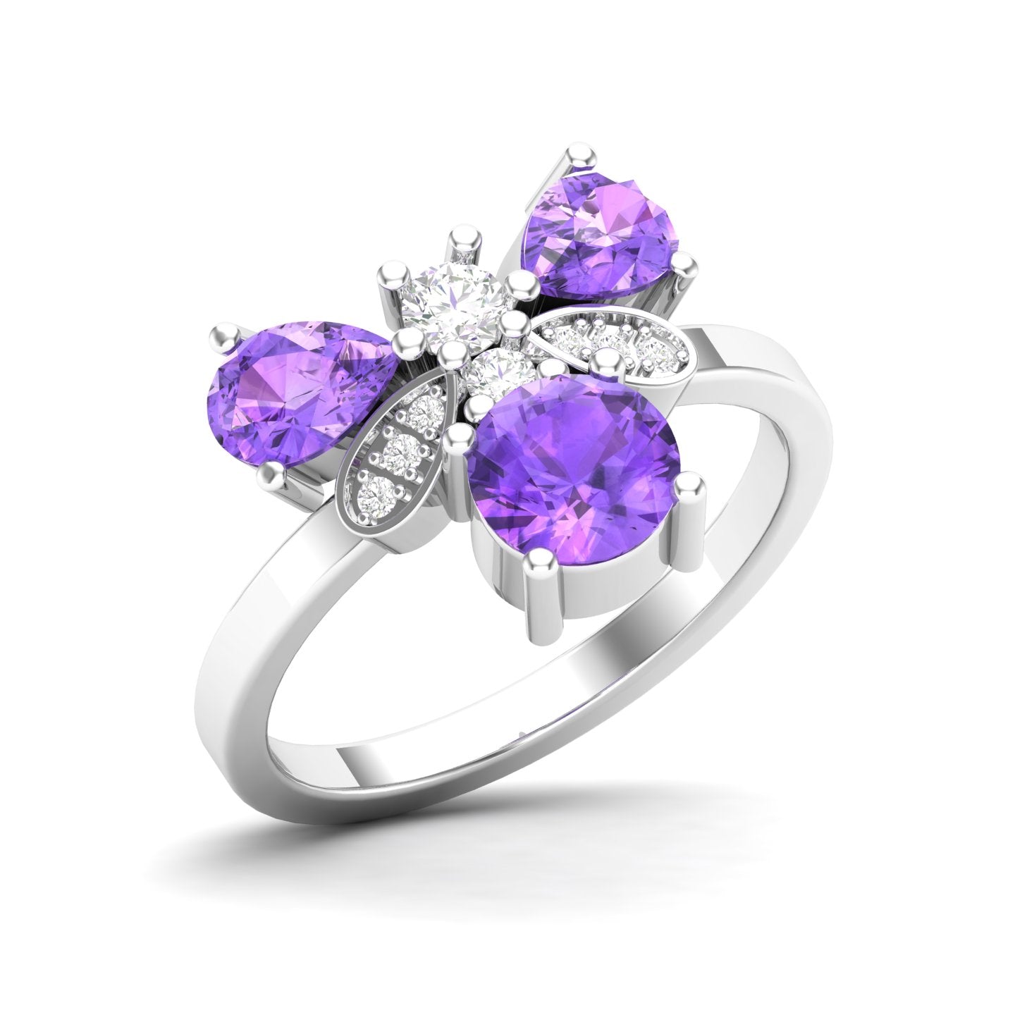 Maurya Colorfly Ruby Ring with Round Diamonds