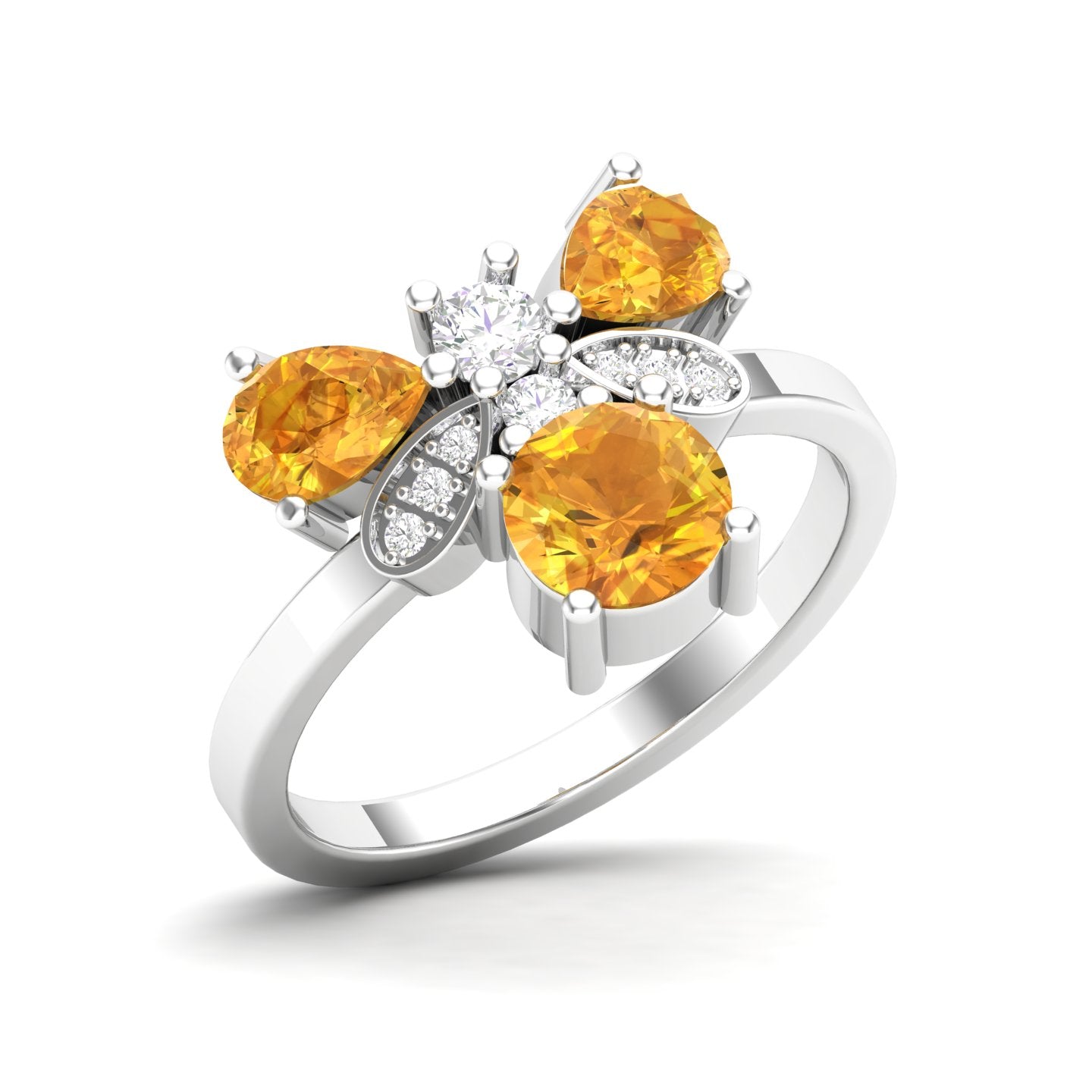 Maurya Colorfly Ruby Ring with Round Diamonds