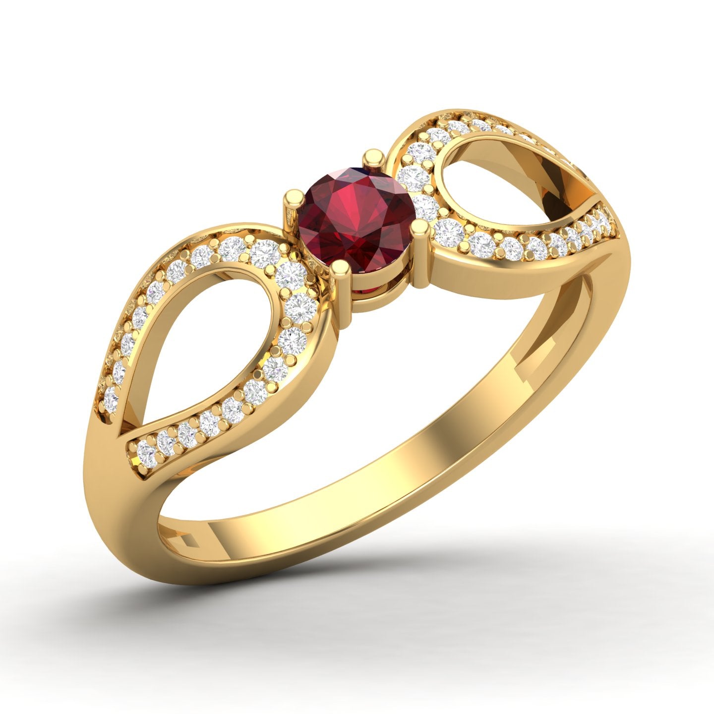 Maurya Ruby Curve Promise Ring with Accent Diamonds