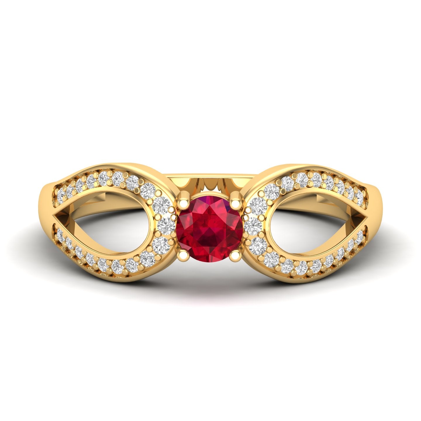 Maurya Ruby Curve Promise Ring with Accent Diamonds