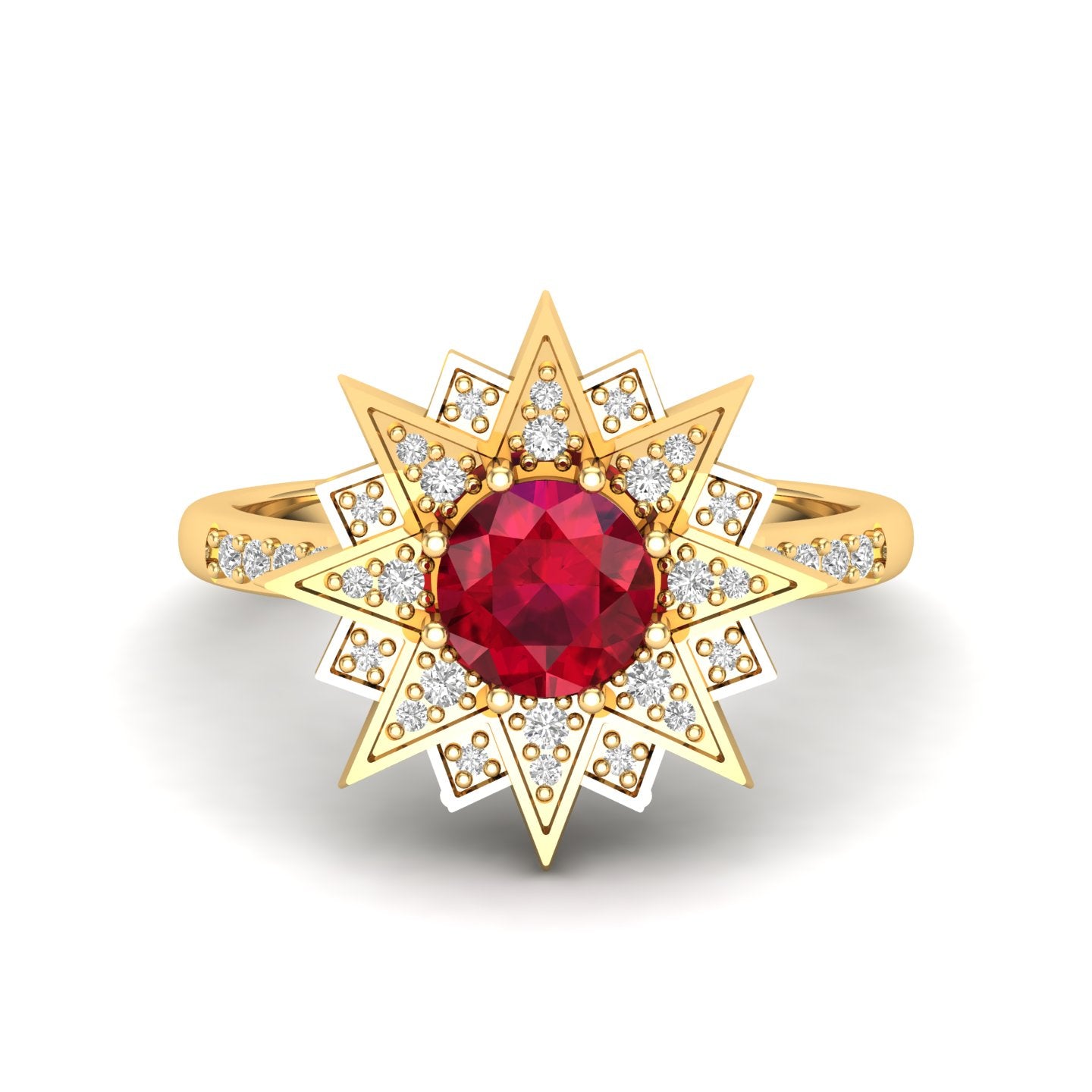 Maurya Solitaire Citrine and Pave-Set Diamond Ice Flakes Engagement Ring