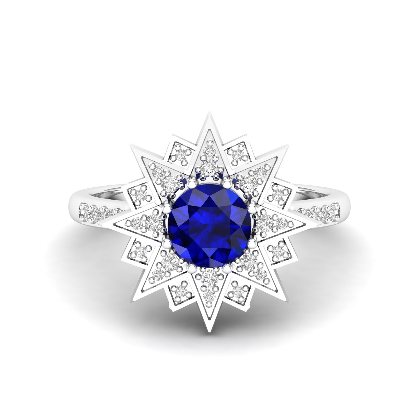 Maurya Solitaire Citrine and Pave-Set Diamond Ice Flakes Engagement Ring
