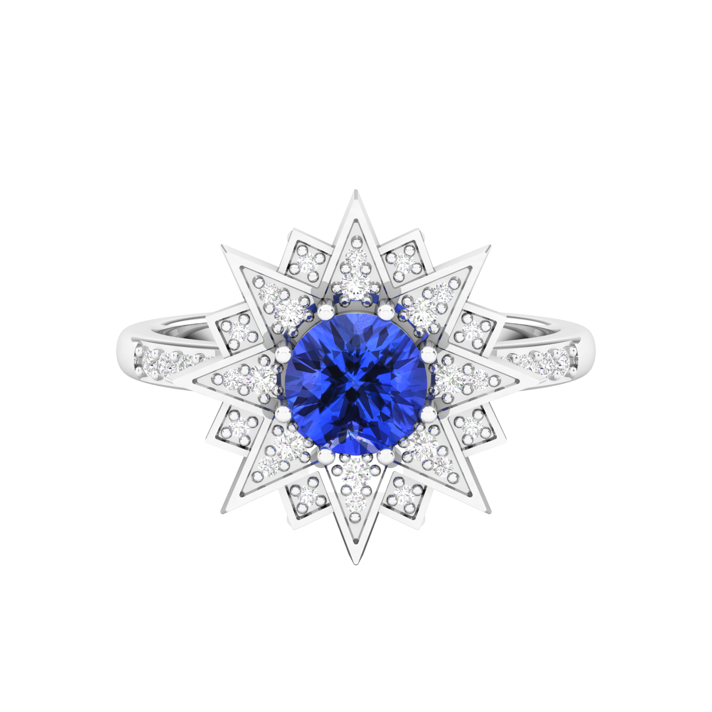 Maurya Solitaire Citrine and Pave-Set Diamond Ice Flakes Engagement Ring