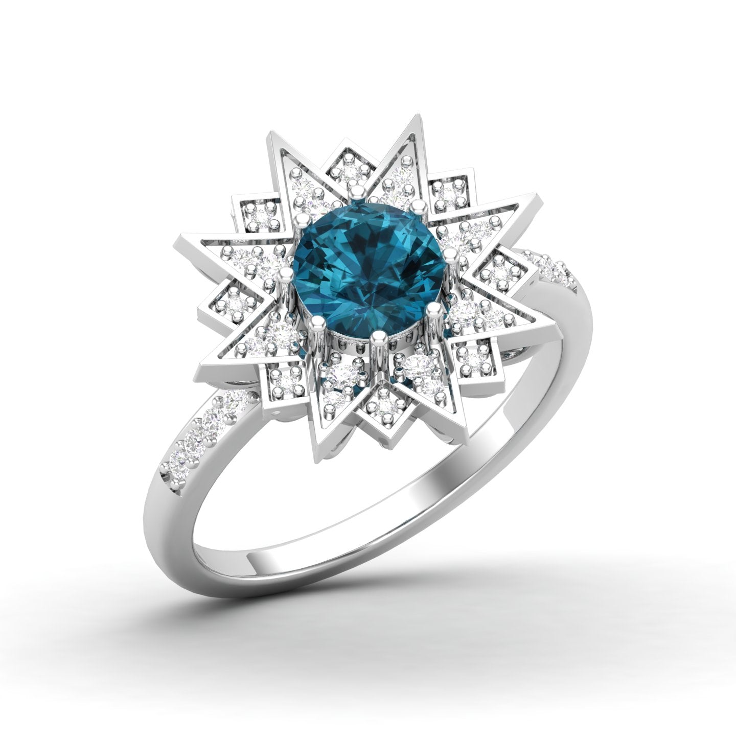 Maurya Solitaire Citrine and Pave-Set Diamond Ice Flakes Engagement Ring
