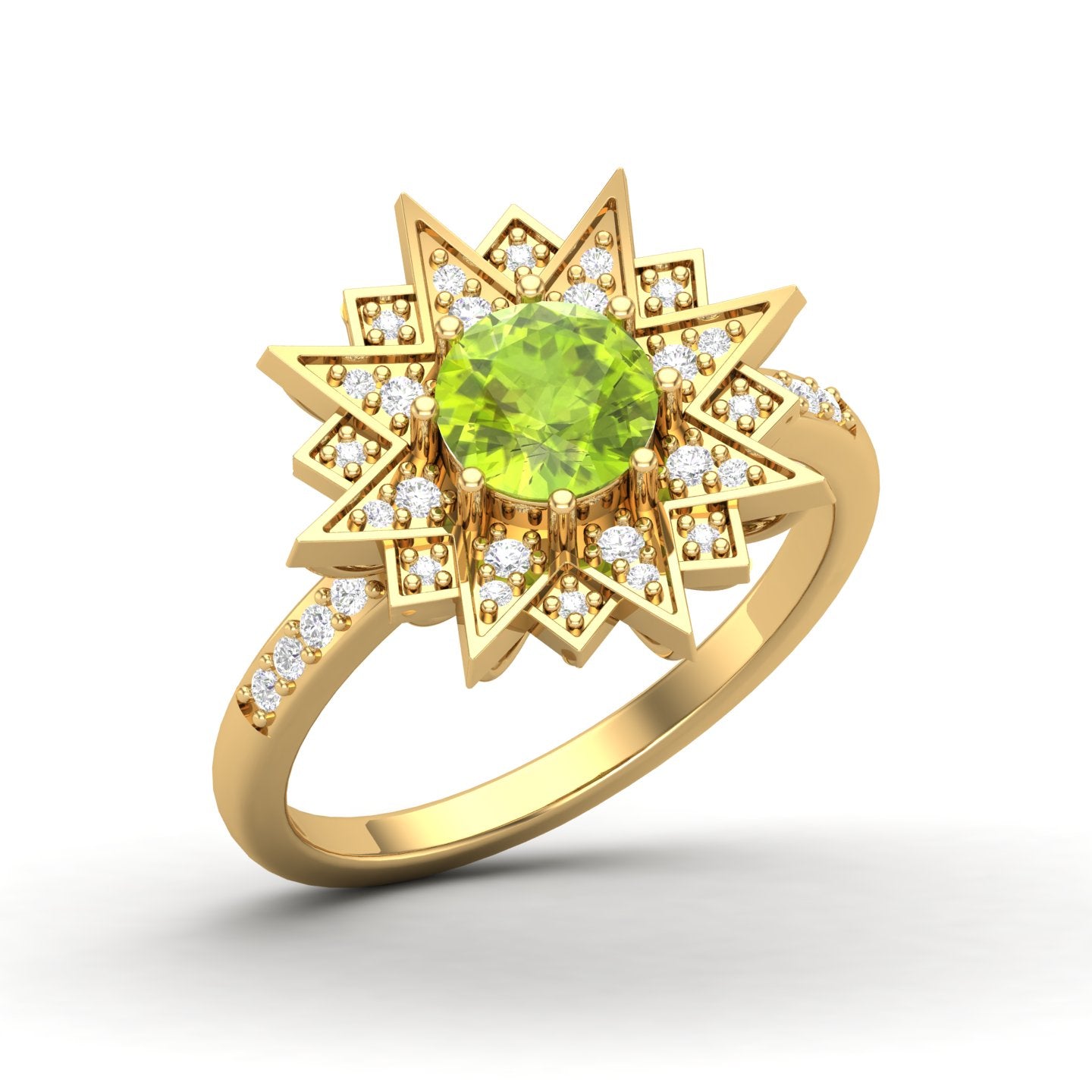 Maurya Solitaire Citrine and Pave-Set Diamond Ice Flakes Engagement Ring