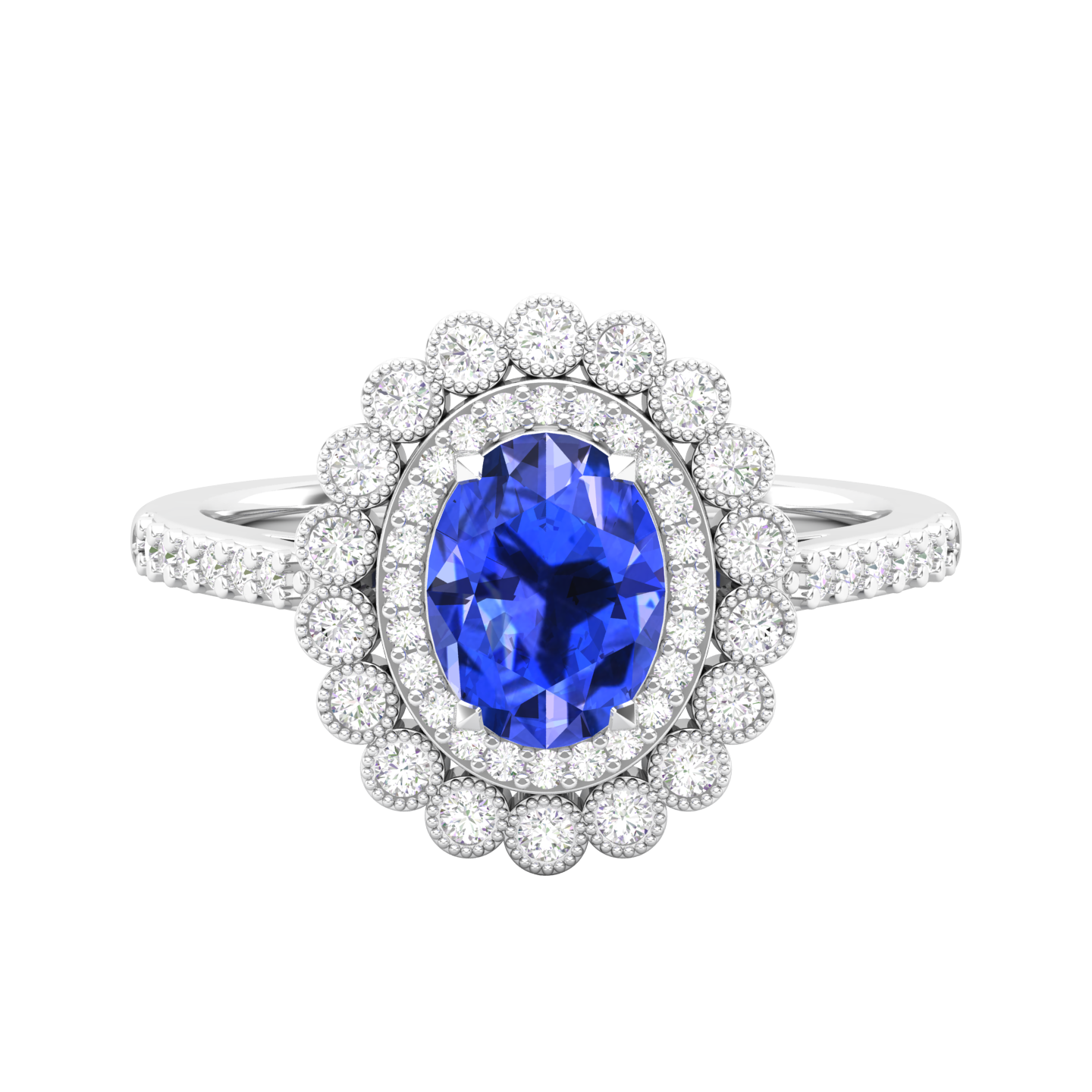 Maurya Tanzanite Subtle Engagement Ring with Diamond Halo