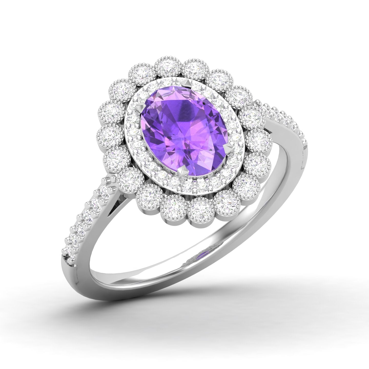 Maurya Tanzanite Subtle Engagement Ring with Diamond Halo