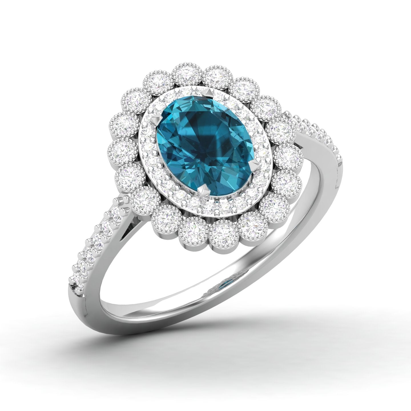 Maurya Tanzanite Subtle Engagement Ring with Diamond Halo