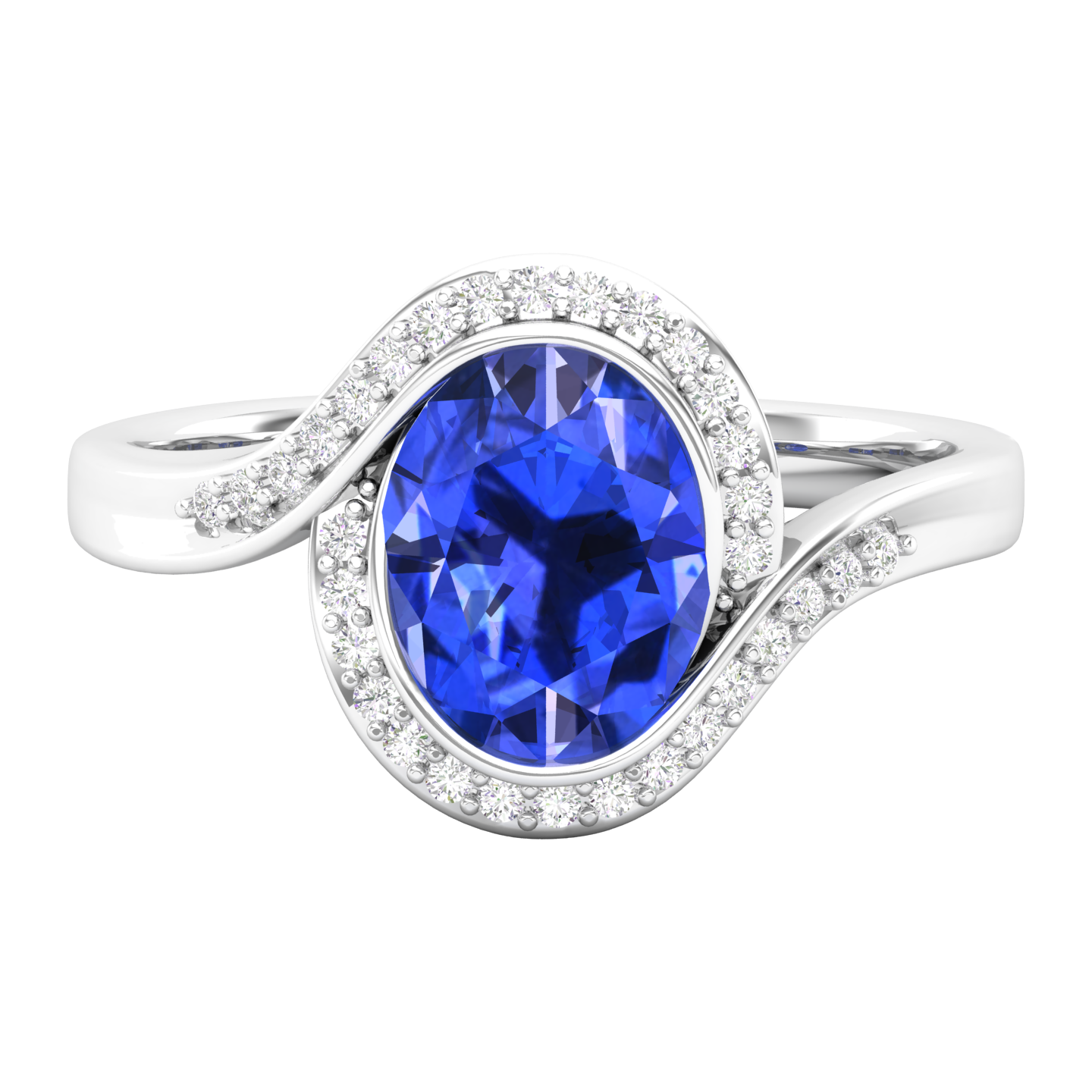 Maurya Tanzanite Harmony Engagement Ring with Diamond Halo