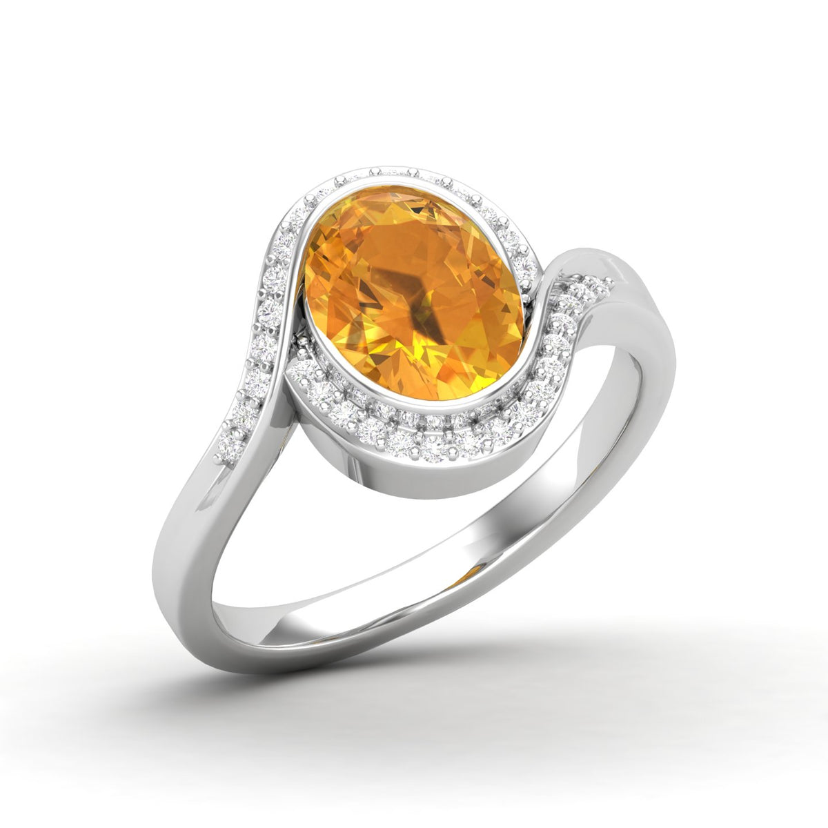 Maurya Tanzanite Harmony Engagement Ring with Diamond Halo