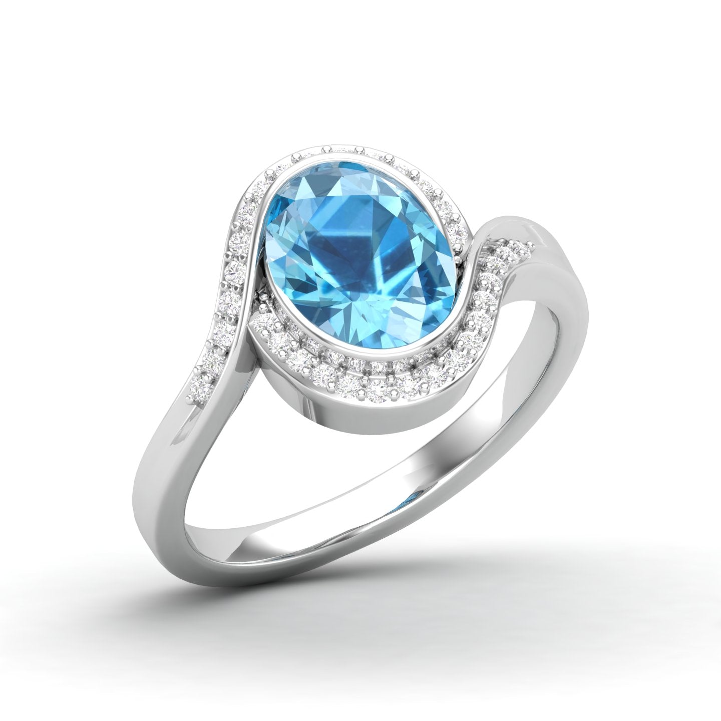 Maurya Tanzanite Harmony Engagement Ring with Diamond Halo