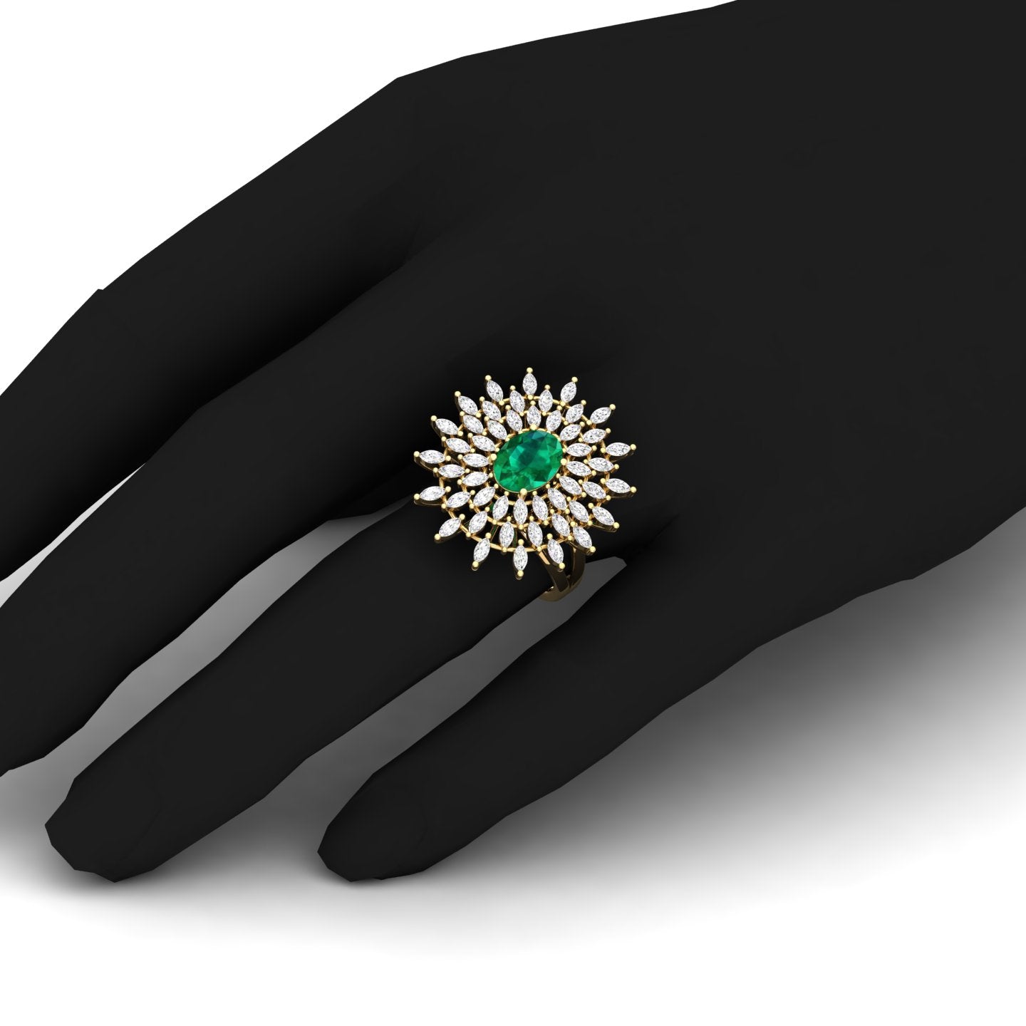 Maurya Solitaire Citrine Sunflower Cocktail Ring with Marquise Diamonds