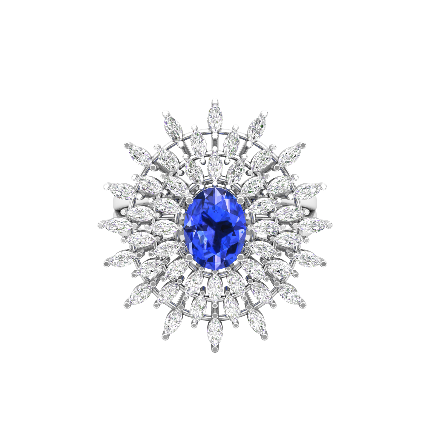 Maurya Solitaire Citrine Sunflower Cocktail Ring with Marquise Diamonds