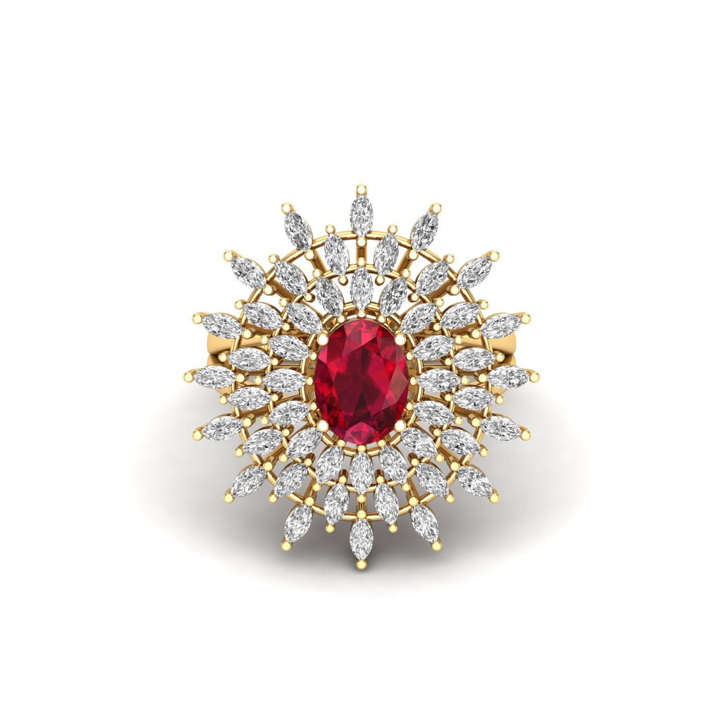 Maurya Solitaire Citrine Sunflower Cocktail Ring with Marquise Diamonds