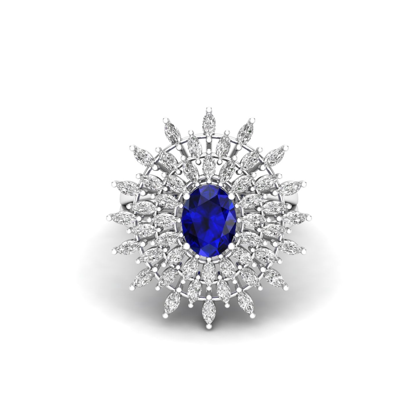 Maurya Solitaire Citrine Sunflower Cocktail Ring with Marquise Diamonds