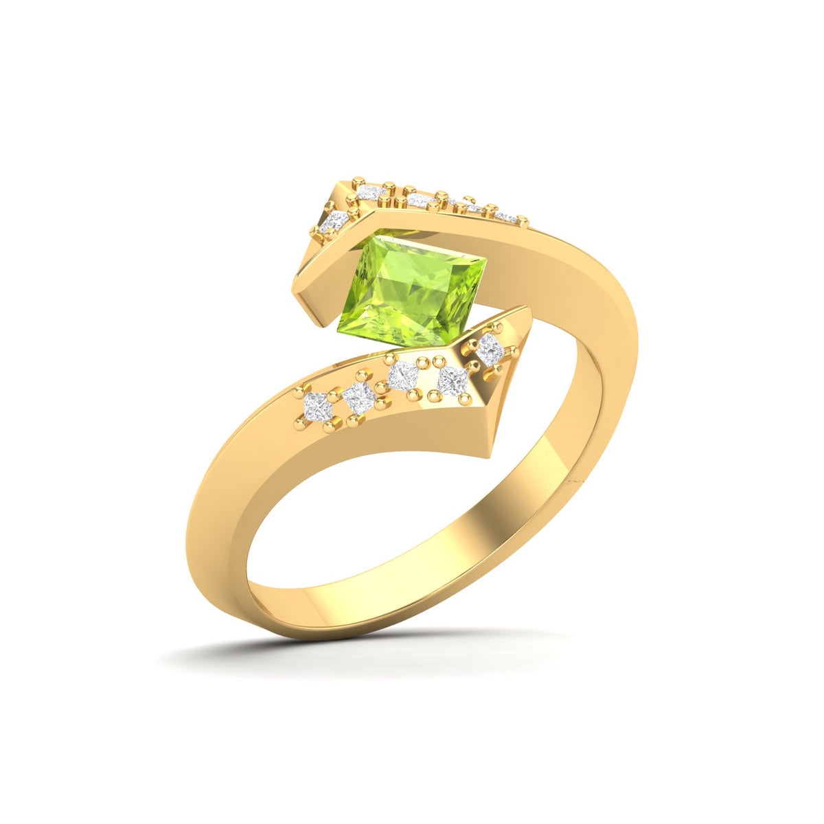 Maurya Square Blue Sapphire Supernova Bypass Engagement Ring