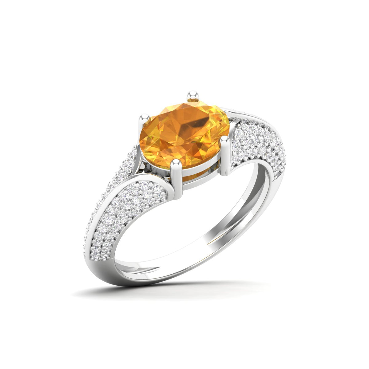 Maurya Solitaire Tanzanite Fiore East-West Knife Edge Engagement Ring with Accent Diamonds