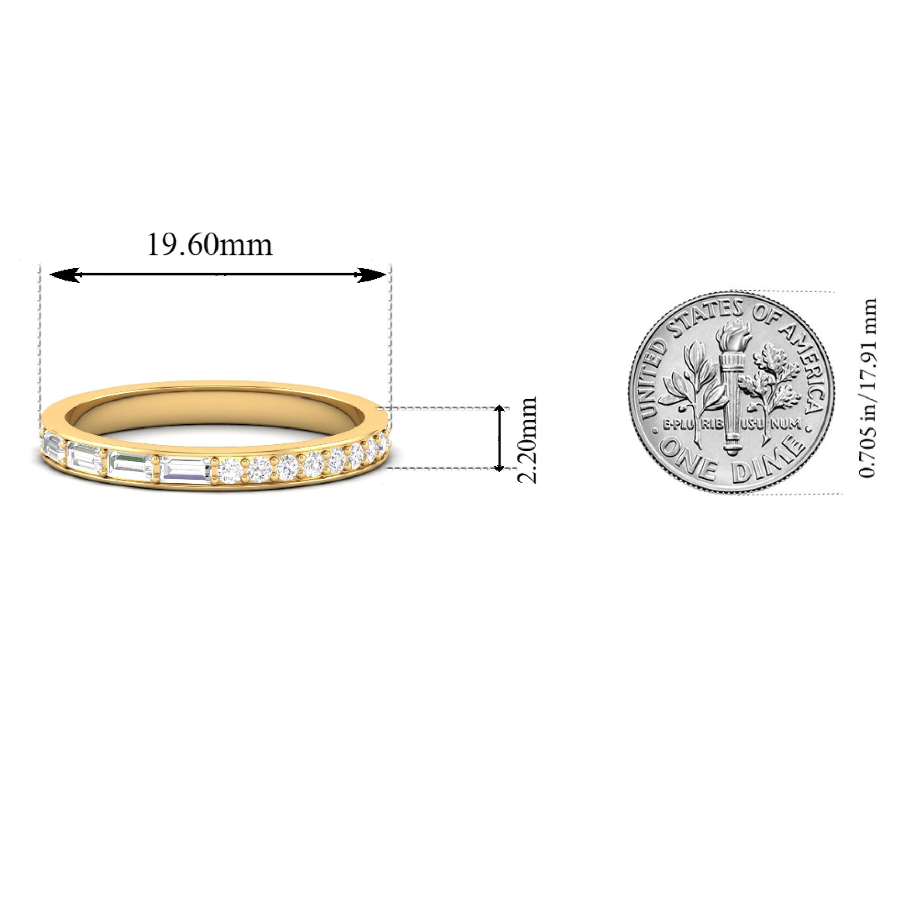 Maurya Change is Constant Baguette and Round Diamond Stackable Wedding Band