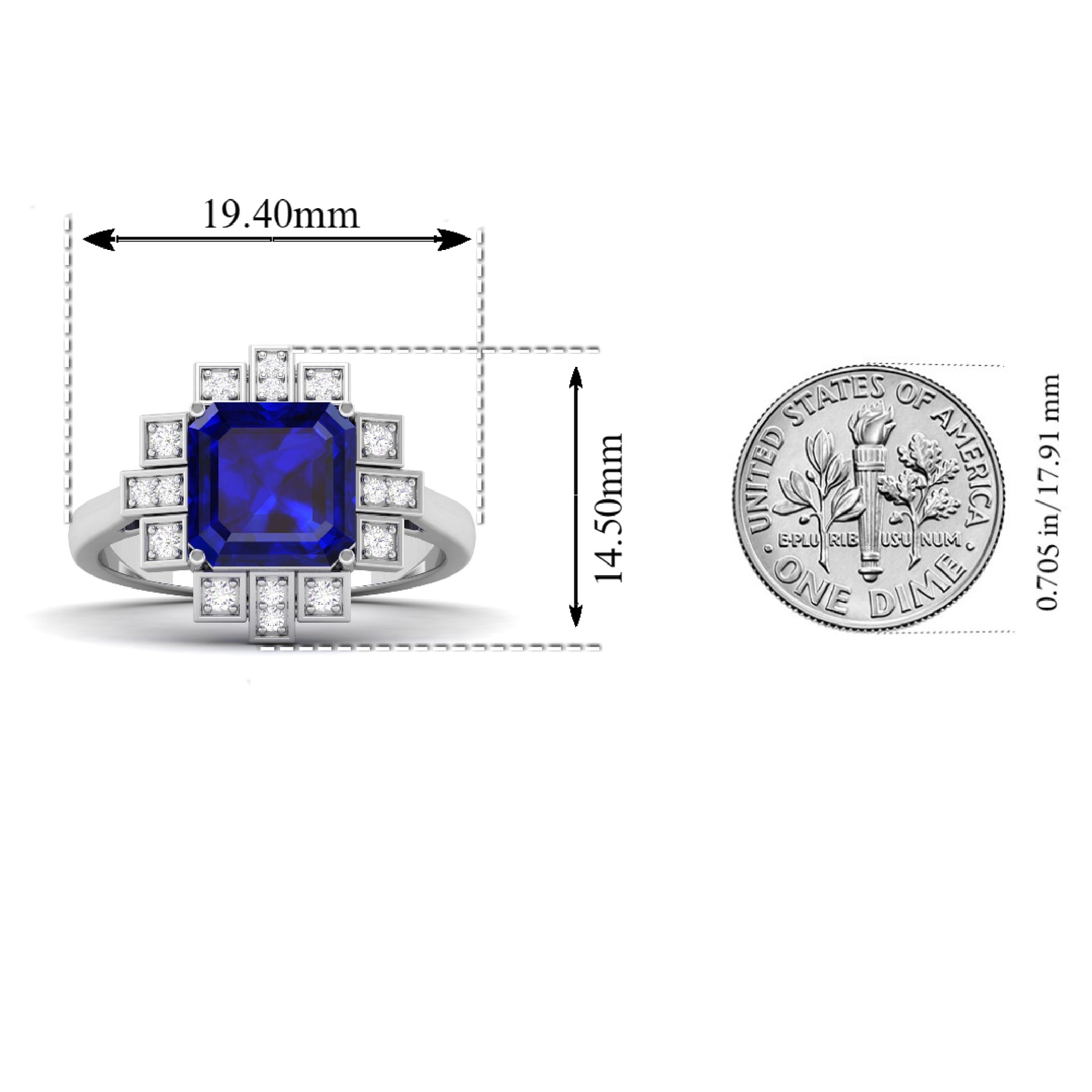 Maurya Asscher Cut Garnet Solitaire Firecracker Engagement Ring with Diamonds