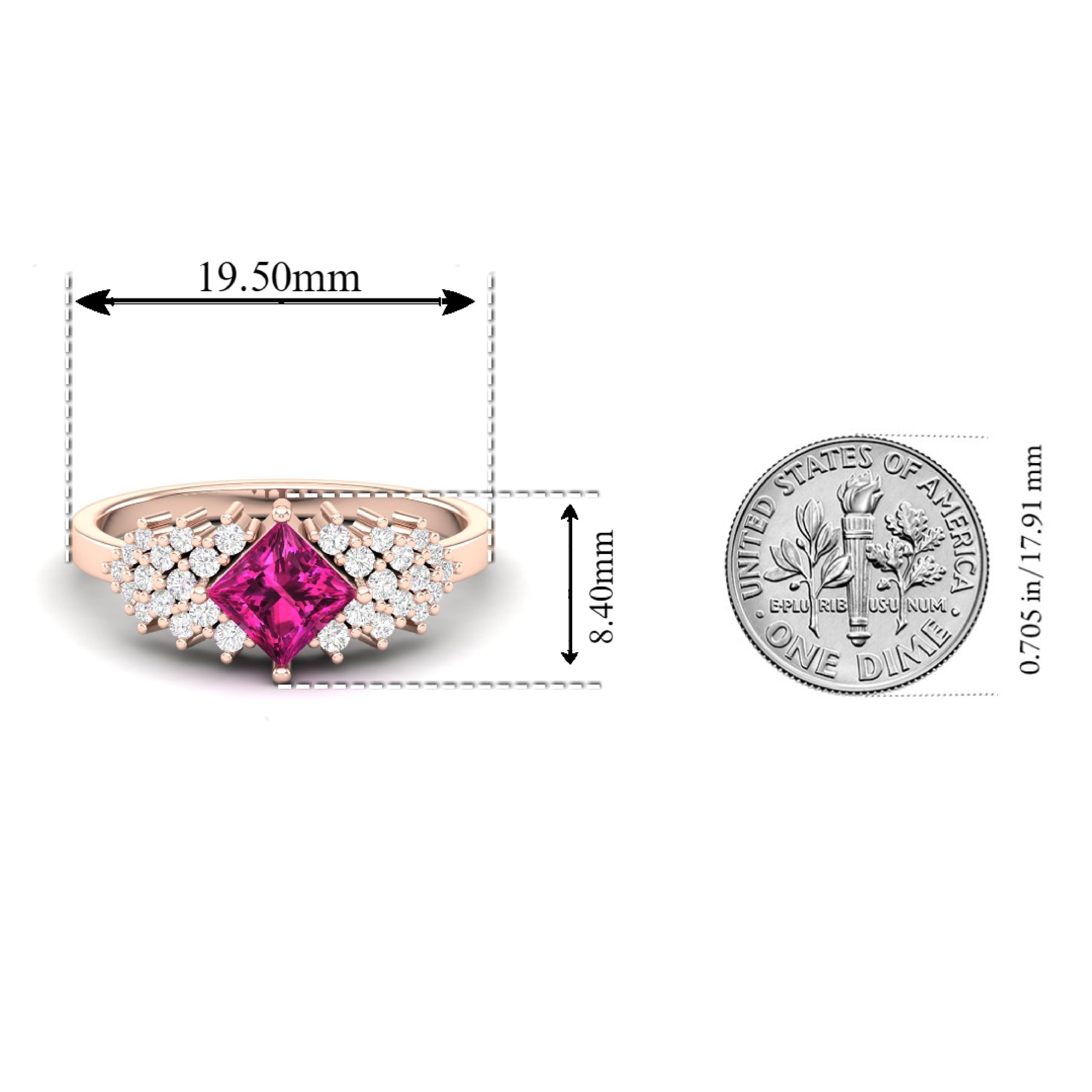 Maurya Pink Amethyst Queen Bee Engagement Ring with Accent Diamonds