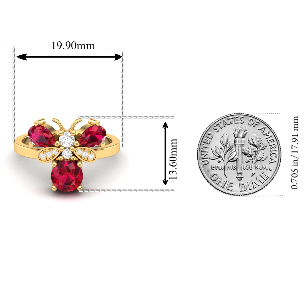 Maurya Colorfly Ruby Ring with Round Diamonds