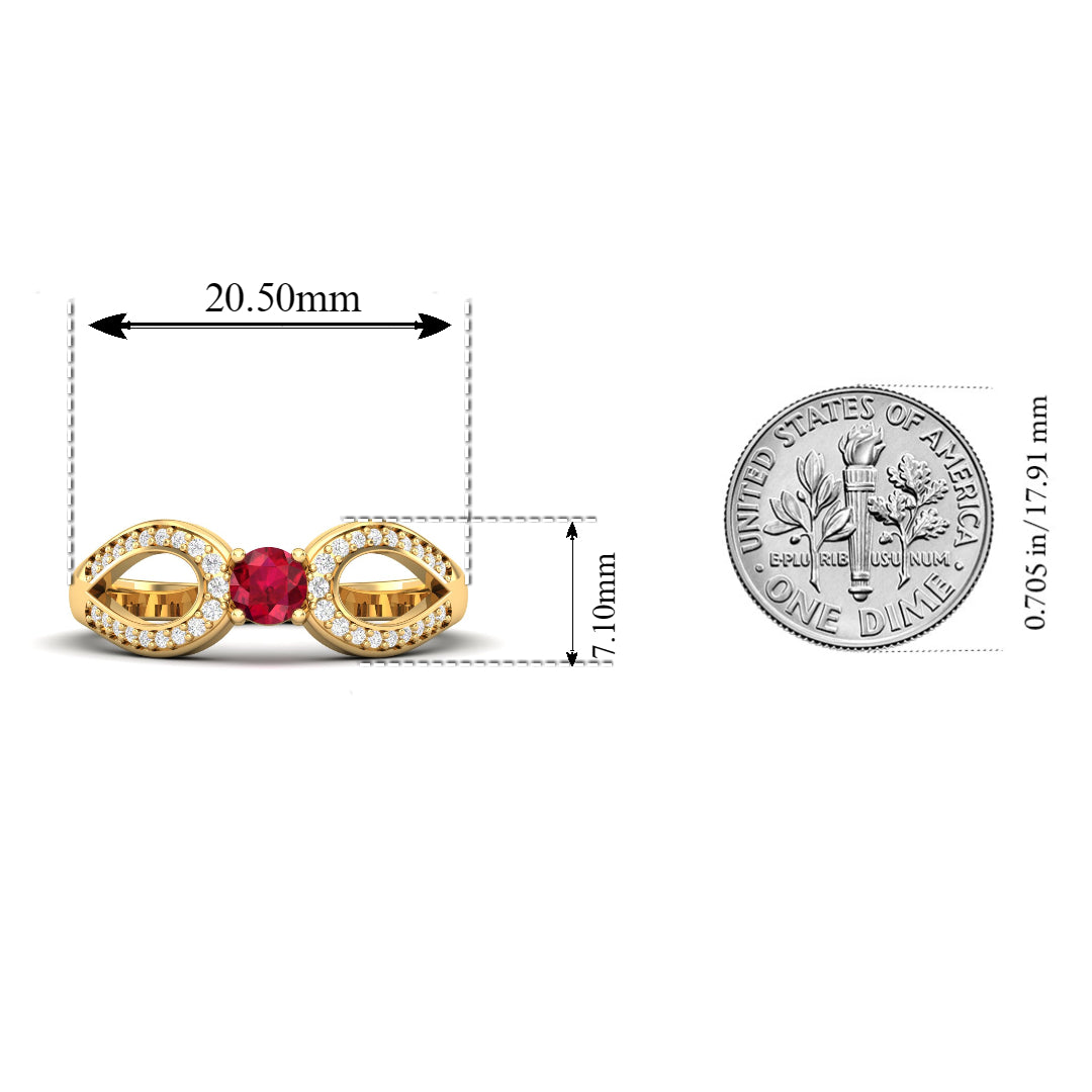 Maurya Ruby Curve Promise Ring with Accent Diamonds