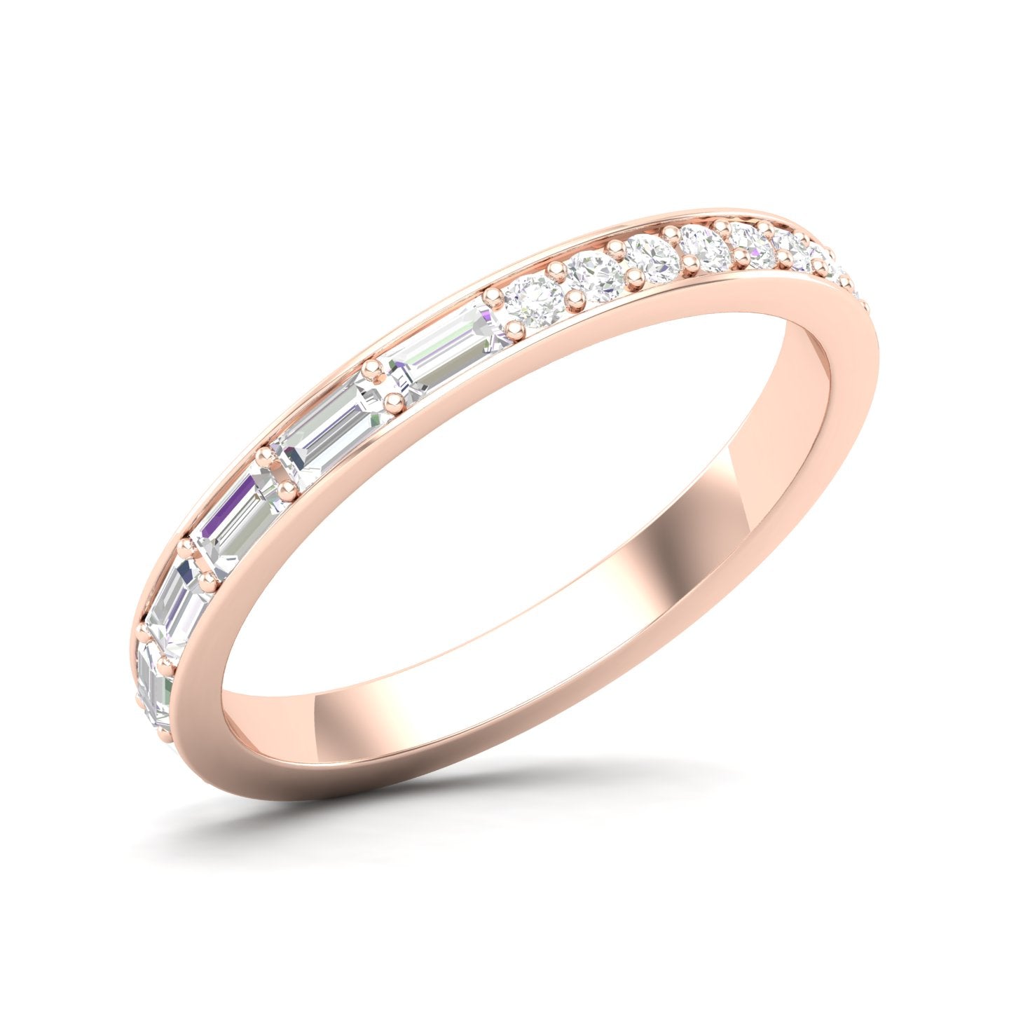 Maurya Change is Constant Baguette and Round Diamond Stackable Wedding Band