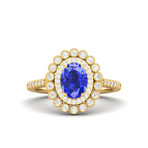 Maurya Tanzanite Subtle Engagement Ring with Diamond Halo