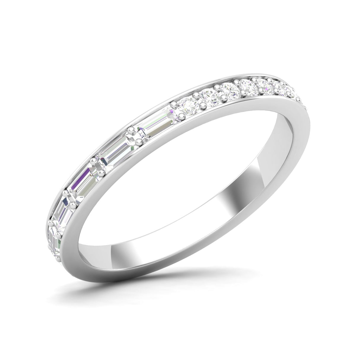 Maurya Change is Constant Baguette and Round Diamond Stackable Wedding Band