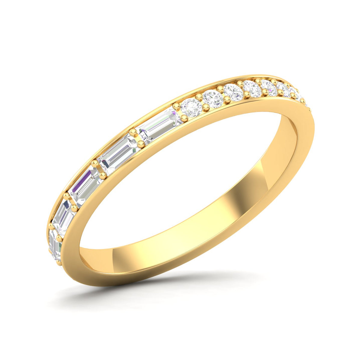 Maurya Change is Constant Baguette and Round Diamond Stackable Wedding Band