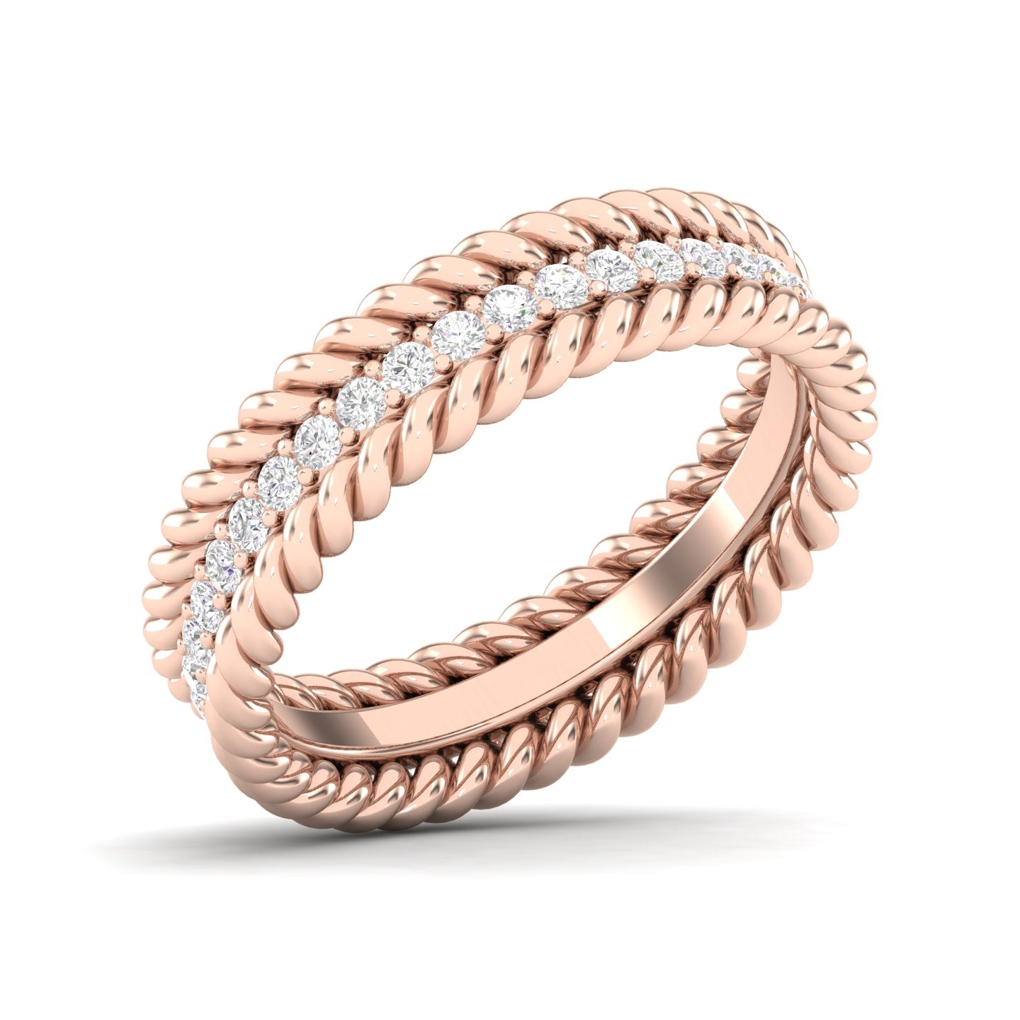 Maurya Round Diamond Tead Stackable Wedding Band