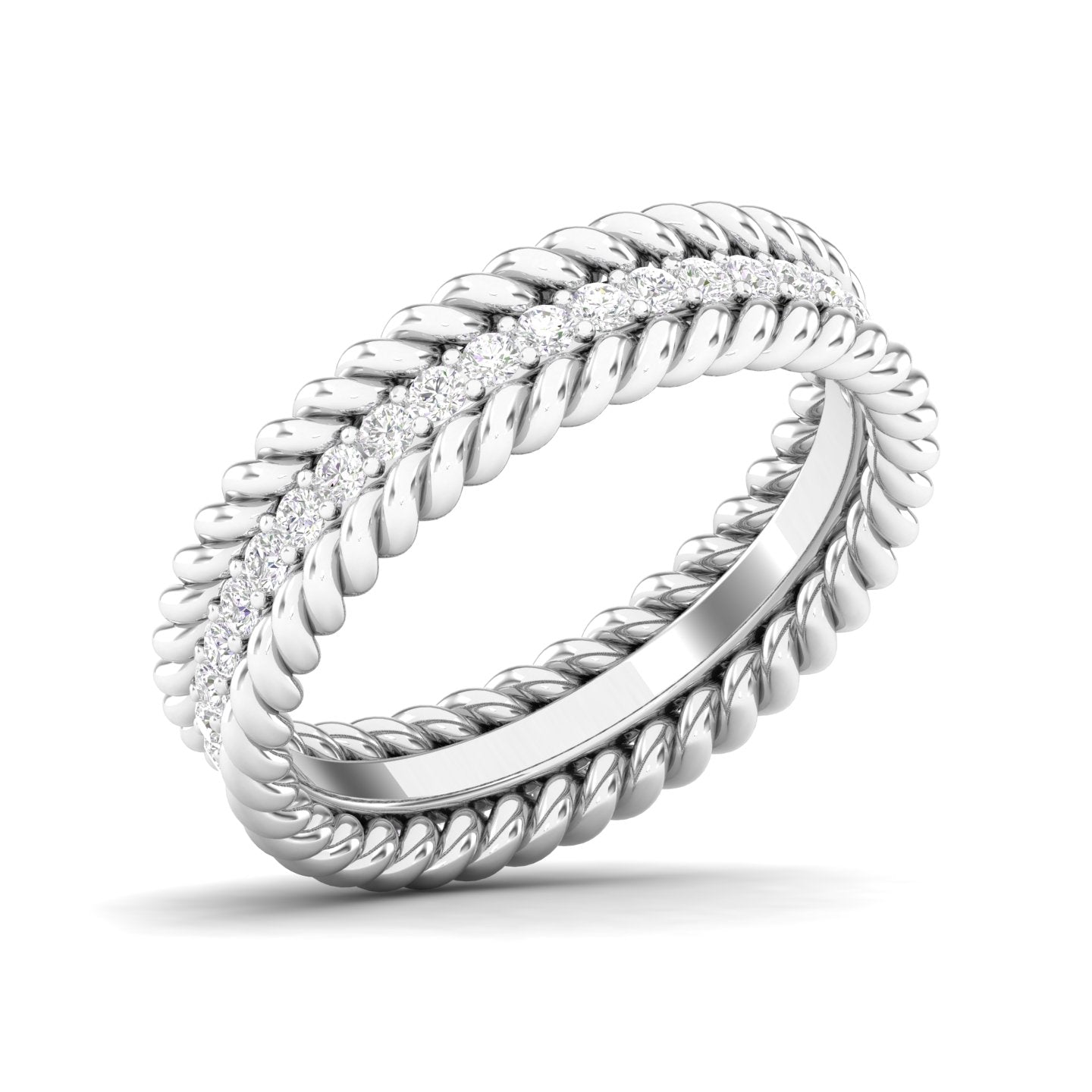 Maurya Round Diamond Tead Stackable Wedding Band