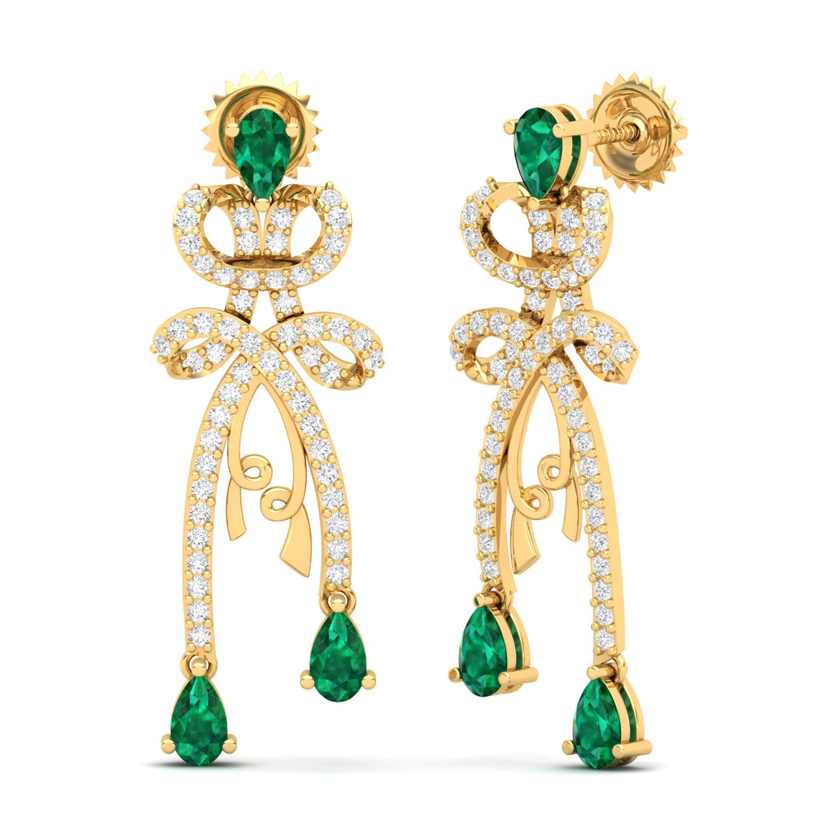 Maurya Emerald Douceur Drop Earrings with Diamonds