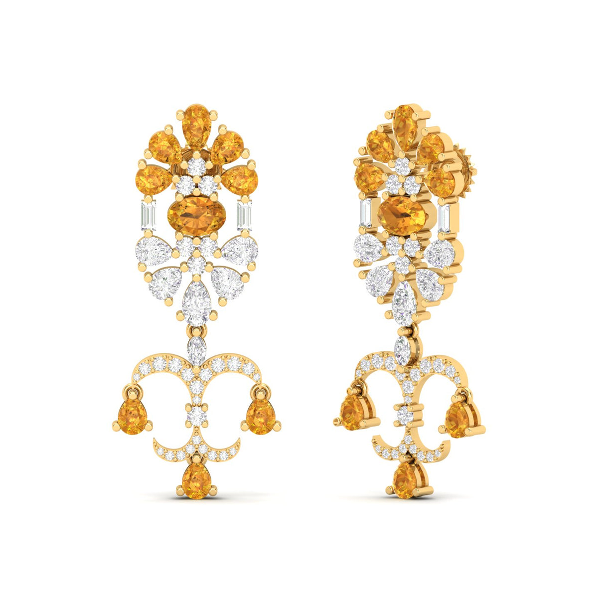 Maurya Uptown Emerald Drop Earrings with Diamonds