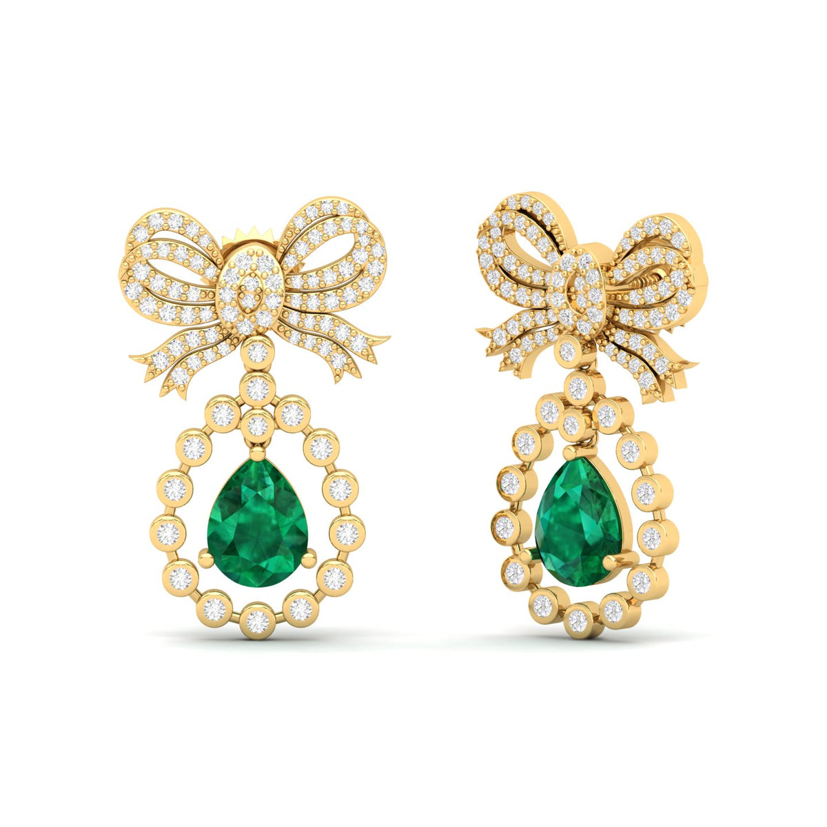 Maurya Spangle Emerald Drop Earrings with Diamonds
