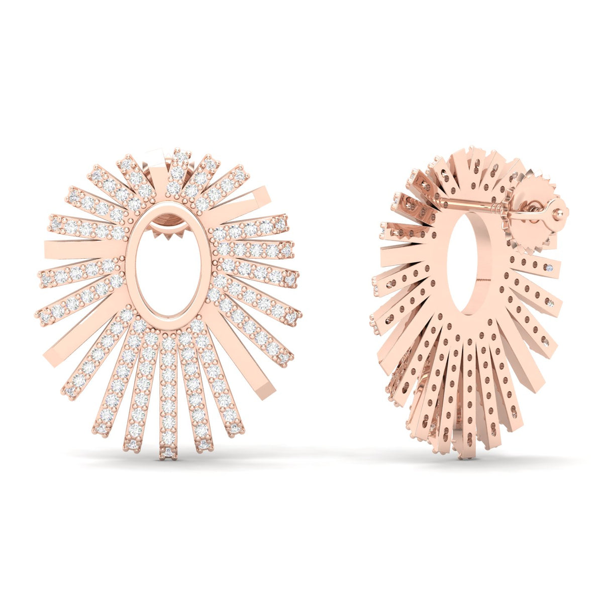 Maurya Groove Push Back Earrings with Diamonds