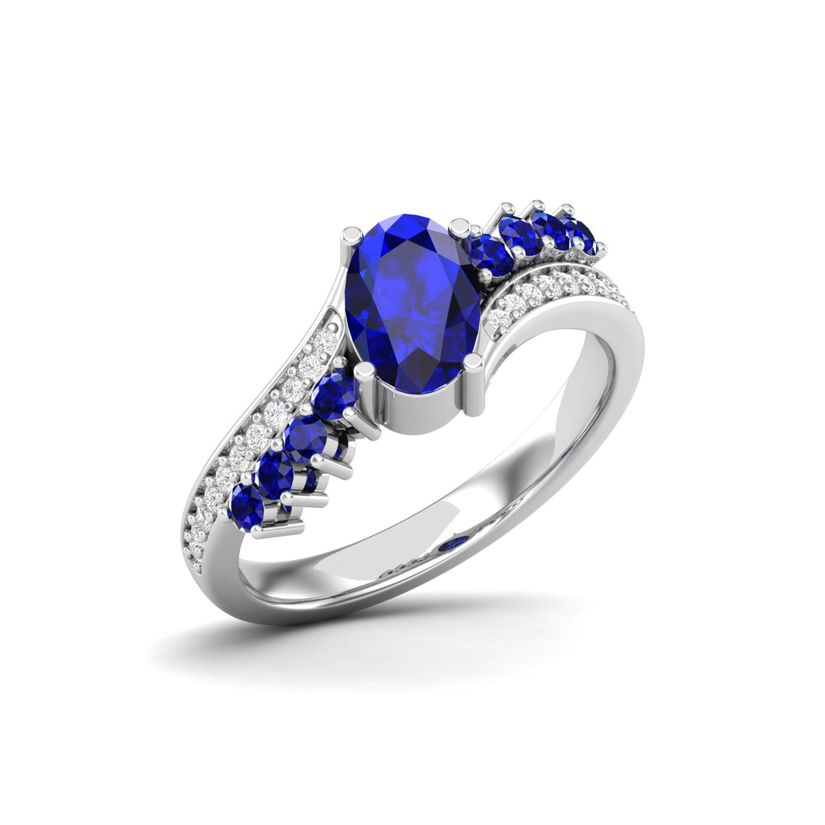 Maurya Solitaire Oval Blue Sapphire Color Splash Engagement Ring
