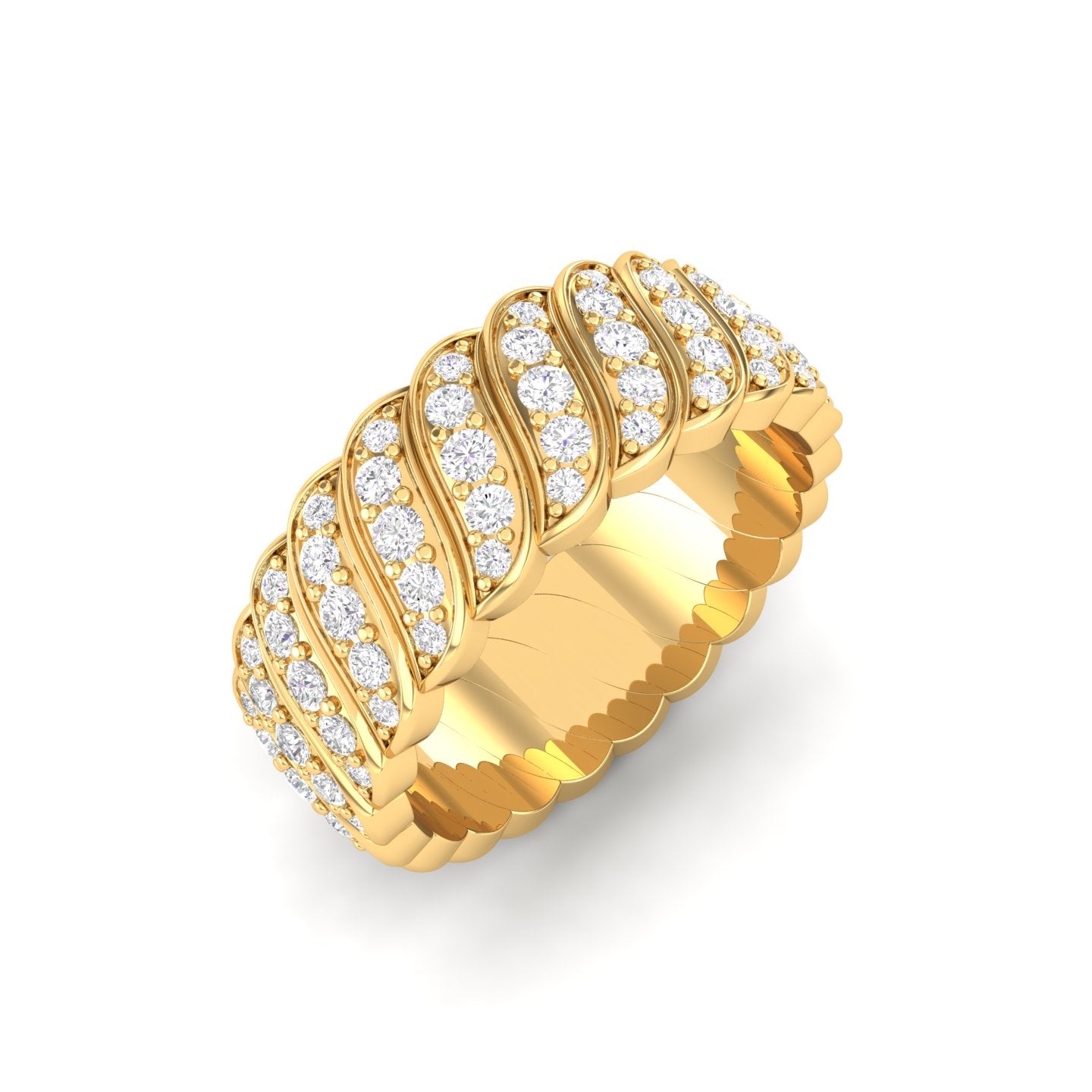 Maurya Perpetual Flow Stackable Band with Pave-Set Diamonds