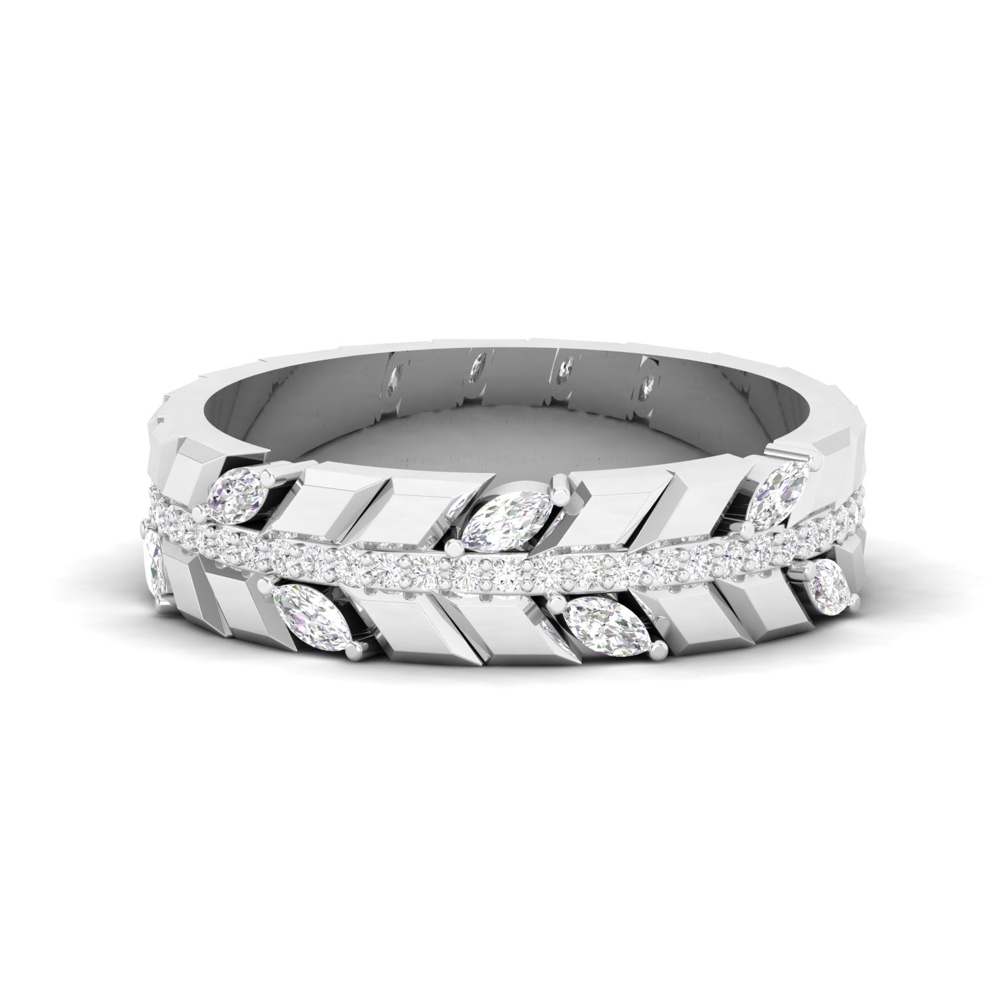 Maurya Millennial Marquise Diamond Half Eternity Stackable Band