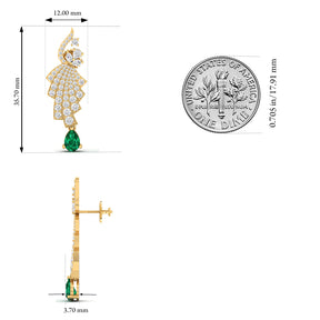 Maurya Leap Drop Earrings with Emerald and Diamonds
