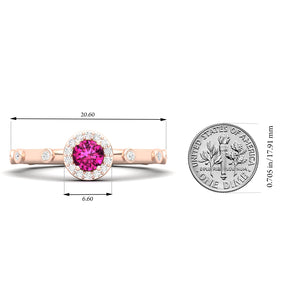 Maurya Mountain Emerald Engagement Ring with Diamond Halo