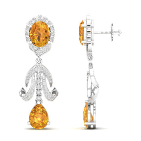 Maurya Utsokt Blue Sapphire Drop Earrings with Diamonds