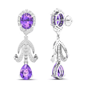 Maurya Utsokt Blue Sapphire Drop Earrings with Diamonds