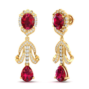 Maurya Utsokt Blue Sapphire Drop Earrings with Diamonds