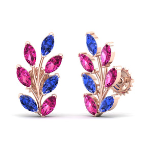 Maurya Frozen Life Tanzanite Push Back Earrings with Topaz