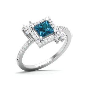 Maurya Solitaire Ruby Rose Garden Engagement Ring with Diamond Halo