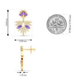 Maurya Autumn Amethyst Dangle Earrings with Diamonds